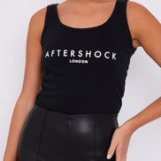 Black Logo Round Neck Vest Top