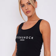 Black Logo Round Neck Vest Top