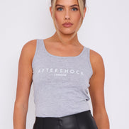 Grey Logo Round Neck Vest Top