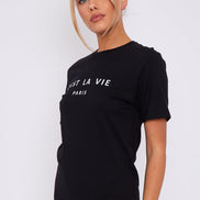 Black C'est La Vie Short Sleeve Regular Fit T-Shirt