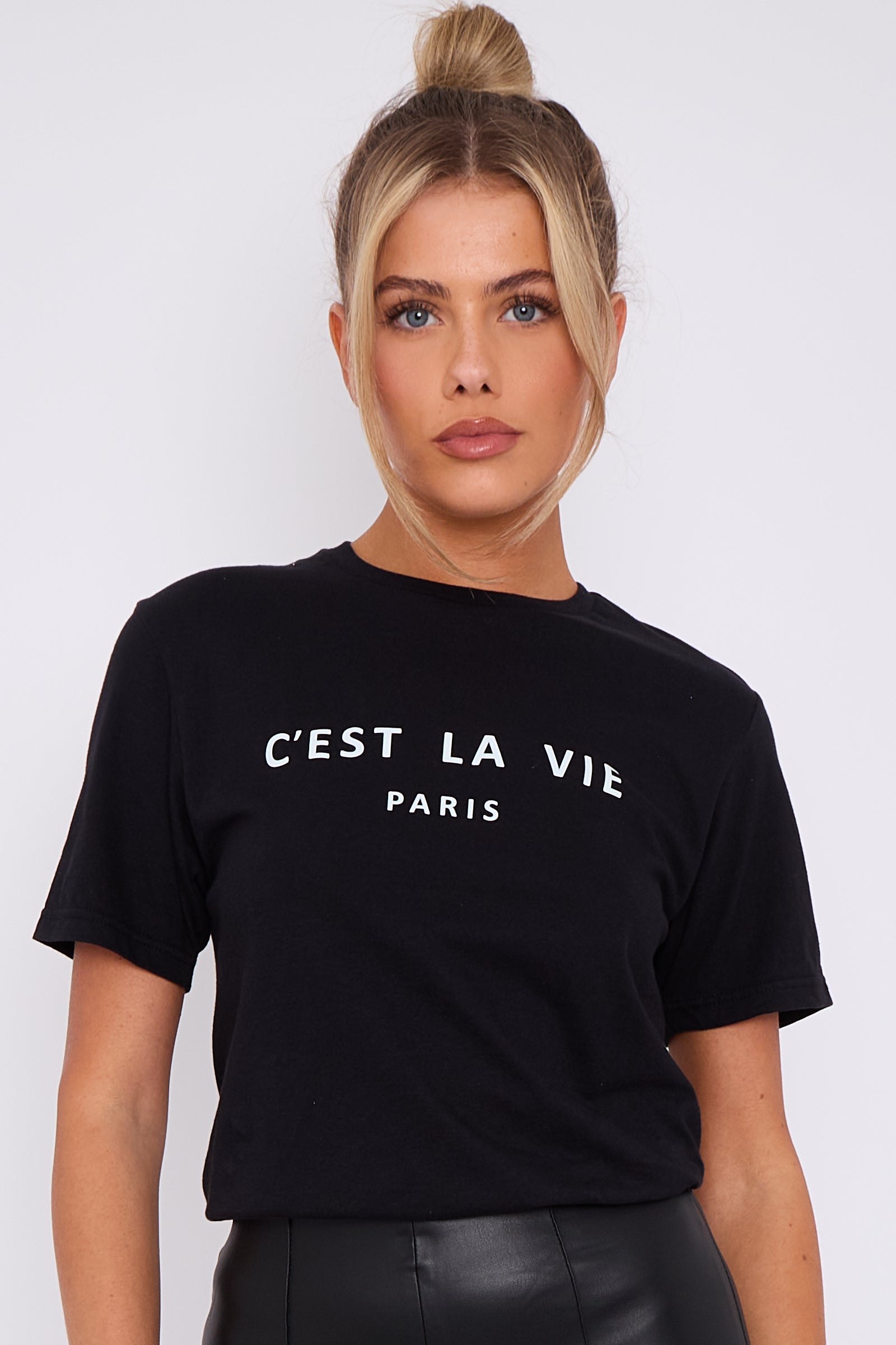 Black C'est La Vie Short Sleeve Regular Fit T-Shirt