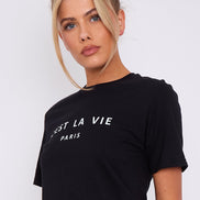 Black C'est La Vie Short Sleeve Regular Fit T-Shirt