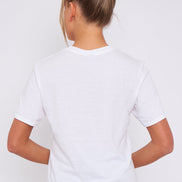 White Logo Short Sleeve Round Neck T-Shirt