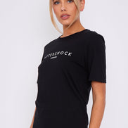 Black Logo Short Sleeve Round Neck T-Shirt