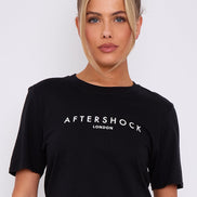 Black Logo Short Sleeve Round Neck T-Shirt