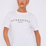 White Logo Short Sleeve Round Neck T-Shirt