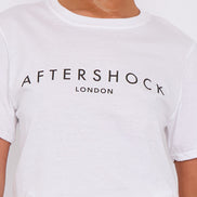 White Logo Short Sleeve Round Neck T-Shirt