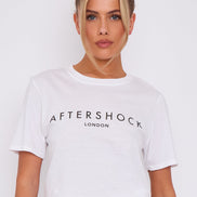 White Logo Short Sleeve Round Neck T-Shirt