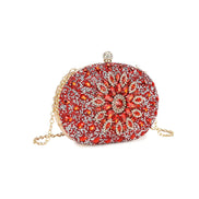 Red Embellished Clutch Bag with Gold Details