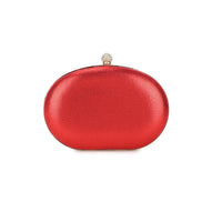 Red Embellished Clutch Bag with Gold Details