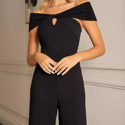 Audrey Black Bardot Wide Leg Jumpsuit