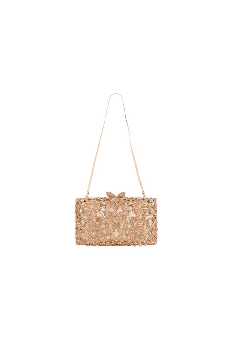 Classic Crystal Embellished Clutch — Gold