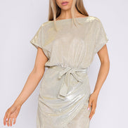 Champagne Sparkly Wrap Mini Dress