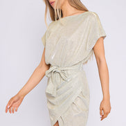 Champagne Sparkly Wrap Mini Dress