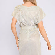 Champagne Sparkly Wrap Mini Dress