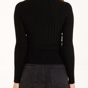 Black Ribbed Roll Neck Jumper