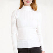 Cream Ribbed Roll Neck Jumper