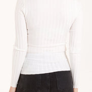 Cream Ribbed Roll Neck Jumper