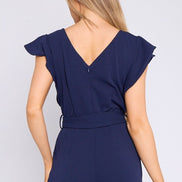 Navy Wide Leg Belted Jumpsuit