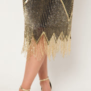 Black and Gold Embellished Midi Dress