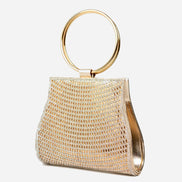 Gold Diamante Clutch Bag with Top Handles