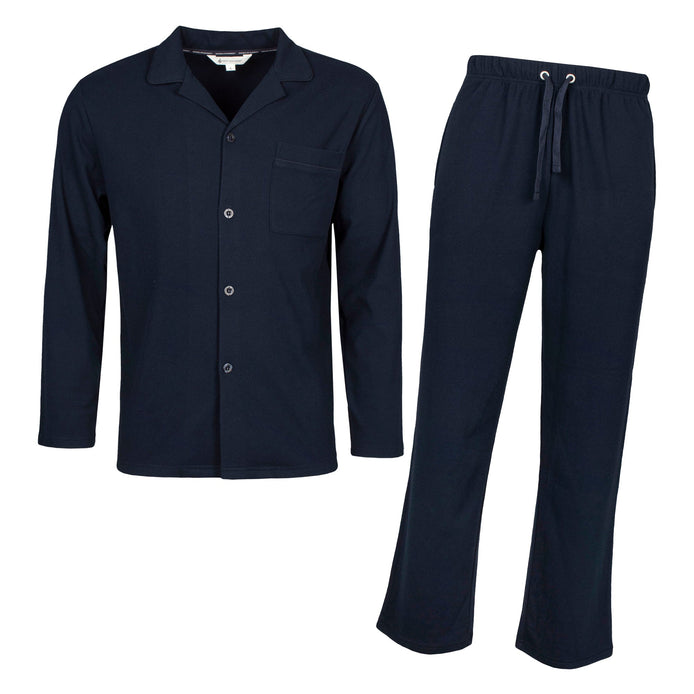 Mens Thermal Pyjama Set with Long Sleeve Top & Bottoms for Cold Nights