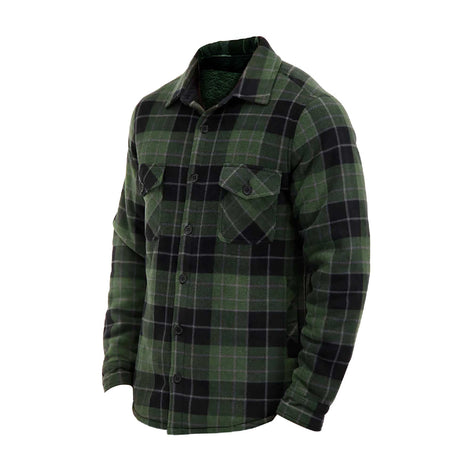 Mens Quilted Plaid Pattern Thermal Long Sleeve Winter Jacket