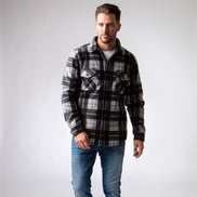 Mens Quilted Plaid Pattern Thermal Long Sleeve Winter Jacket