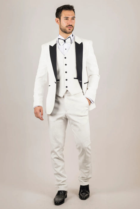 Smart Velvet Tuxedo Suit — White