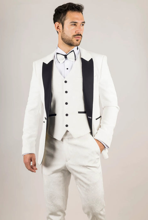 Smart Velvet Tuxedo Suit — White