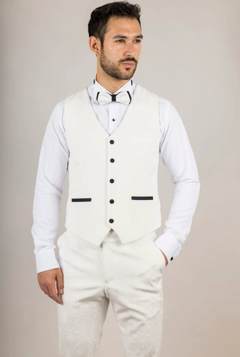 Smart Velvet Tuxedo Suit — White