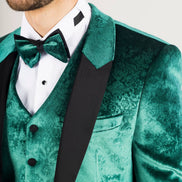 AK-25 - Men's Green 3 Piece Velvet Wedding Tuxedo Suit