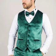 AK-25 - Men's Green 3 Piece Velvet Wedding Tuxedo Suit