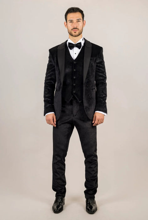 Smart Velvet Tuxedo Suit — Black