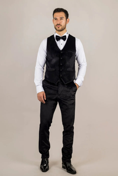 Smart Velvet Tuxedo Suit — Black