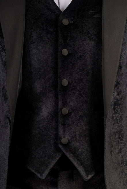 AK-26 - Men's Black 3 Piece Velvet Wedding Tuxedo Suit