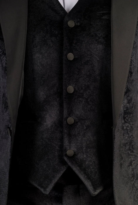 Smart Velvet Tuxedo Suit — Black