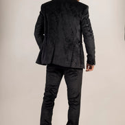 AK-26 - Men's Black 3 Piece Velvet Wedding Tuxedo Suit