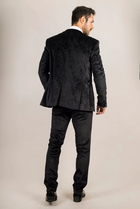 Smart Velvet Tuxedo Suit — Black