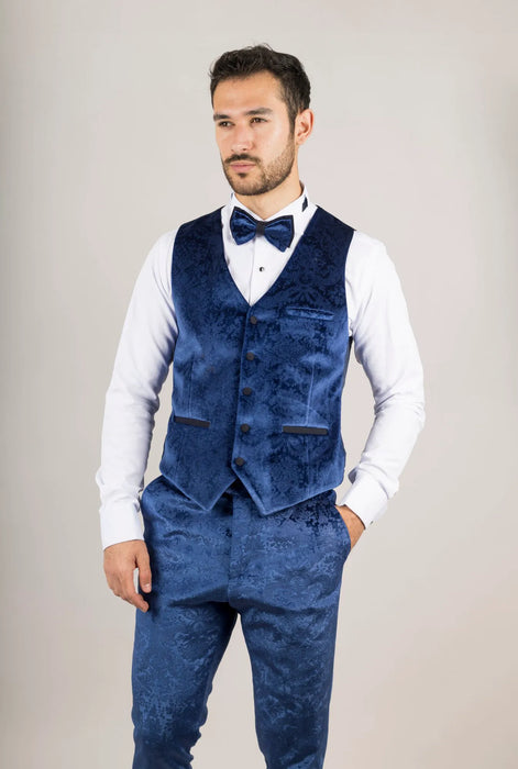 Smart Velvet Tuxedo Suit — Blue
