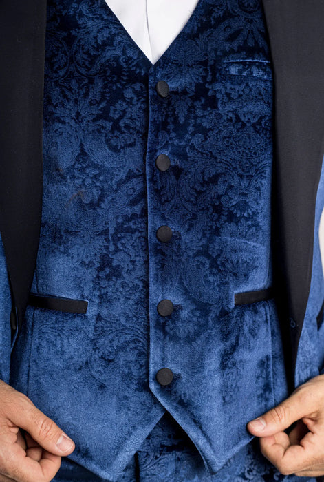 Smart Velvet Tuxedo Suit — Blue