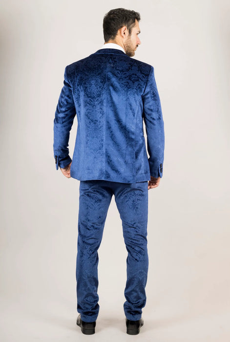 Smart Velvet Tuxedo Suit — Blue