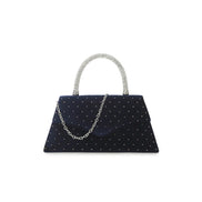 Navy Embellished Velvet Small Top Handle Evening Bag