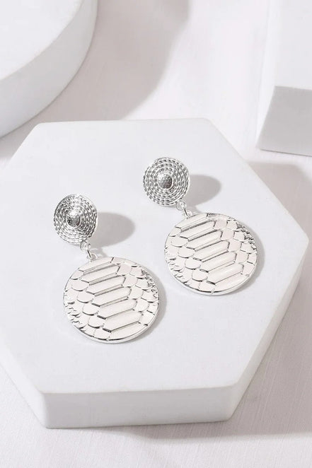 Silver Tone Snake Print Earrings
