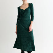 Ambrose Sustainable Marl Sweetheart Neck Midi Dress - Green