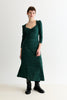 Ambrose Sustainable Marl Sweetheart Neck Midi Dress - Green