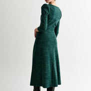 Ambrose Sustainable Marl Sweetheart Neck Midi Dress - Green