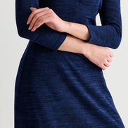 Ambrose Sustainable Marl Sweetheart Neck Midi Dress - Navy