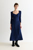 Ambrose Sustainable Marl Sweetheart Neck Midi Dress - Navy