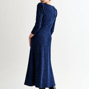 Ambrose Sustainable Marl Sweetheart Neck Midi Dress - Navy